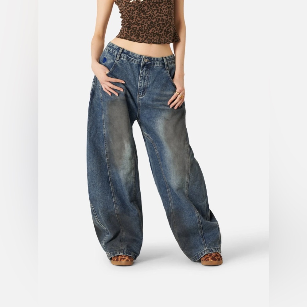 Aelfric Eden Baggy Distressed Washed Blue Jeans NWT